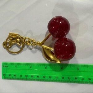 SOLD Coach Cherry Keychain with Gold Accents